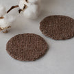 裂き織りコースター 丸 生成り／グレー／茶