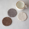 裂き織りコースター 丸 生成り／グレー／茶