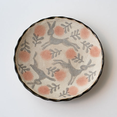 【8/2(日)10:00販売開始】6寸ピンク上絵皿「野あそび」
