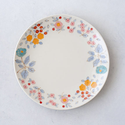 5-inch painted plate with floral arabesque pattern, orange