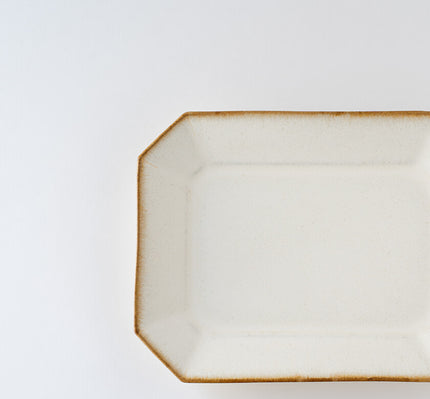 Cream Matte Glaze Corner Cut Plate