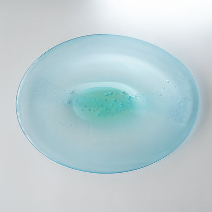 水面の月 楕円 大皿 (青緑・黄緑)